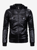 Giacca in pelle da uomo casual con colletto rialzato antivento con tasche con cerniera