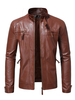 Giacca in pelle da uomo Casual Moto Autunno Coffee Brown Fashion Slim Fit Giacca in pelle