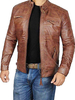 Giacca in pelle per uomo Casual Moto Autunno Coffee Brown Cool Slim Fit Cappotti in pelle