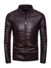 Giacca in pelle per uomo Casual Moto Autunno Giacca in pelle alla moda in poliuretano bordeaux