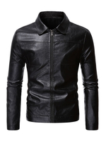 Giacca in pelle per uomo Casual Moto Autunno in pelle PU Giacca moda nera