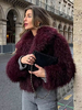 Giacca in pelliccia sintetica ecologica con risvolto bordeaux cappotto invernale per donna 2025