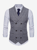 Giacca vintage senza maniche a doppio petto con gilet scozzese da uomo