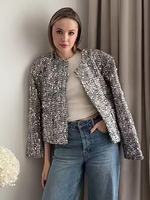 Giacche con paillettes Girocollo Maniche lunghe Giacche casual Chic Buniess