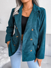 Giacche da donna Colletto rovesciato Bottone frontale Bottoni casual Abbigliamento da strada Giacca verde da donna
