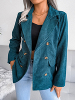 Giacche da donna Colletto rovesciato Bottone frontale Bottoni casual Abbigliamento da strada Giacca verde da donna