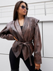 Giacche da donna con colletto rovesciato allacciatura chic casual marrone per le donne