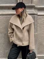 Giacche da donna con colletto rovesciato e bottoni anteriori stile streetwear chic giacca color cachi per donna