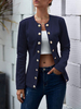 Giacche da donna Gioiello Collo Bottoni casual Street Wear Giacca blu scuro per donna