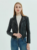 Giacche da moto in ecopelle Colletto nero con zip Rivetti stile fidanzato Risvolto Slim Fit Primavera Autunno Biker Capispalla per donna