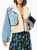 Giacche di jeans da donna Colletto rovesciato Maniche lunghe Color Block Bottone frontale elasticizzato Bottoni casual Giacca invernale celeste chiaro da campo