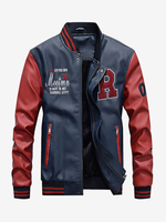 Giacche in pelle da uomo giacche bomber con cerniera a maniche lunghe e blocchi di colore