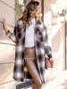 Giacche lunghe Shacket Colletto rovesciato Plaid Marrone Caffè Casual Primavera Autunno Camicia Capispalla per donna