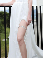 Giarrettiera da sposa in seta bianca con lacci da sposa