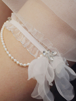 Giarrettiera sposa per la sposa in pizzo bianco strass giarrettiere nozze