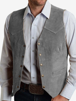 Gilet da uomo con fibbia in metallo in pelle scamosciata vestibilità slim