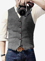Gilet da uomo con motivo a spina di pesce gilet da sposa gilet in stile britannico