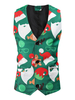 Gilet da uomo Gilet da strada Abbigliamento casual Gilet verde con motivo natalizio in poliestere con scollo a V