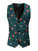 Gilet da uomo Gilet verde scuro con motivo natalizio in poliestere con scollo a V casual