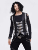 Gilet da uomo in stile punk gotico con patchwork in jacquard costumi top in argento