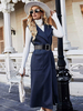 Gilet lungo da donna con colletto alla rovescia Cappotto invernale classico blu scuro