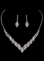 Gioielli da sposa set argento strass elegante collana e orecchini per la sposa
