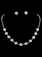 Gioielli da sposa set Fiori Vintage argento strass collana da sposa e orecchini