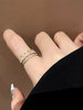 Gioielli in oro chiaro con dita in metallo rotondo brillante con strass in cristallo da donna