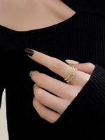 Gioielli in oro chiaro con dita in metallo rotondo brillante con zirconi cubici gioielli da donna
