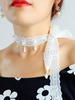 Girocollo da sposa in pizzo bianco perla
