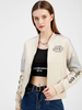 Giubbotto Bomber Giubbotto Da Baseball Albicocca Colletto Alla Base Cerniera Casual Stampa Alfabeto Capispalla Strada Imbottita In Cotone Primavera Autunno Per Le Donne