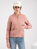 Giubbotto bomber Giubbotto da baseball casual Colletto in tinta unita rosa Colletto con zip Primavera Autunno Imbottito in cotone Capispalla da strada per le donne