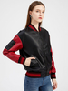 Giubbotto bomber Giubbotto da baseball in ecopelle Giacca oversize bicolore con zip rossa Primavera Autunno Capispalla per donna