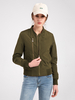 Giubbotto bomber Hunter Green Giubbotto da baseball casual Tinta unita Colletto con cerniera Cerniera Primavera Autunno Imbottito in cotone Capispalla da strada per le donne