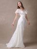 Glamour avorio da sposa abito da sposa con perline scollo a v Milanoo