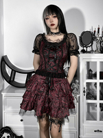 Gonna a maniche corte in bordeaux lolita