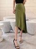 Gonna da donna Bottoni color champagne Pantaloni da donna estivi con spacco alto a vita rialzata a metà polpaccio