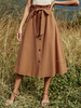 Gonna da donna Caffè marrone con lacci in cotone a metà polpaccio Estate Autunno e inverno Pantaloni da donna