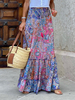 Gonna da donna con volant blu e stampa floreale