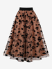 Gonna da donna in pizzo marrone caffè con stampa floreale Lunghezza a metà polpaccio Vita rialzata Pantaloni da donna autunno e inverno a strati