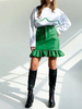 Gonna da donna Pantaloni corti da donna autunno e inverno in pelle PU verde
