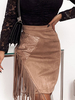 Gonna da donna Pantaloni corti da donna autunno e inverno in poliestere con frange marrone caffè
