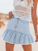 Gonna da donna Pantaloni corti in denim con volant azzurri