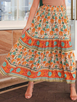 Gonna da donna Pantaloni da donna autunno e inverno in poliestere con stampa floreale arancione