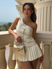 Gonna da donna Set Ecru Bianco Chic Bottoni Interni Poliestere