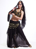 Gonna di danza del ventre per adulti con lacci in rilievo in oro nero set natalizio in chiffon esotico abbigliamento da danza del ventre per le donne