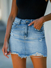 Gonna di jeans per donna Gonna corta a vita alta con bottoni azzurri chiari Light