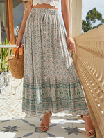 Gonna donna Poliestere stampato verde lungo Autunno e inverno Donna Bottoms