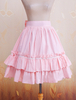 Gonna in cotone volant rosa fiocco Lolita