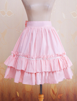 Gonna in cotone volant rosa fiocco Lolita